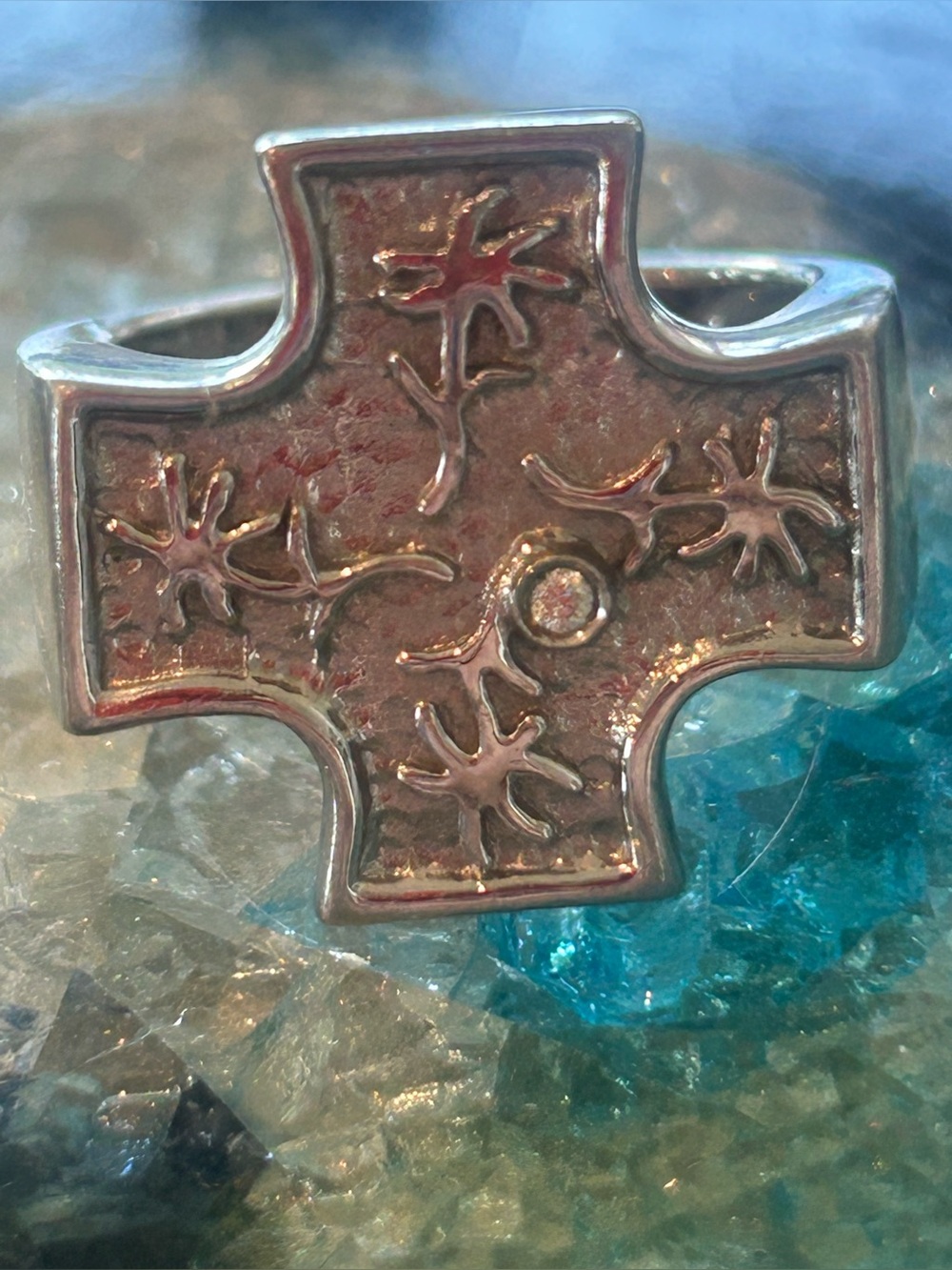 Sterling Diamond Accent Cross Ring       Sz 8
